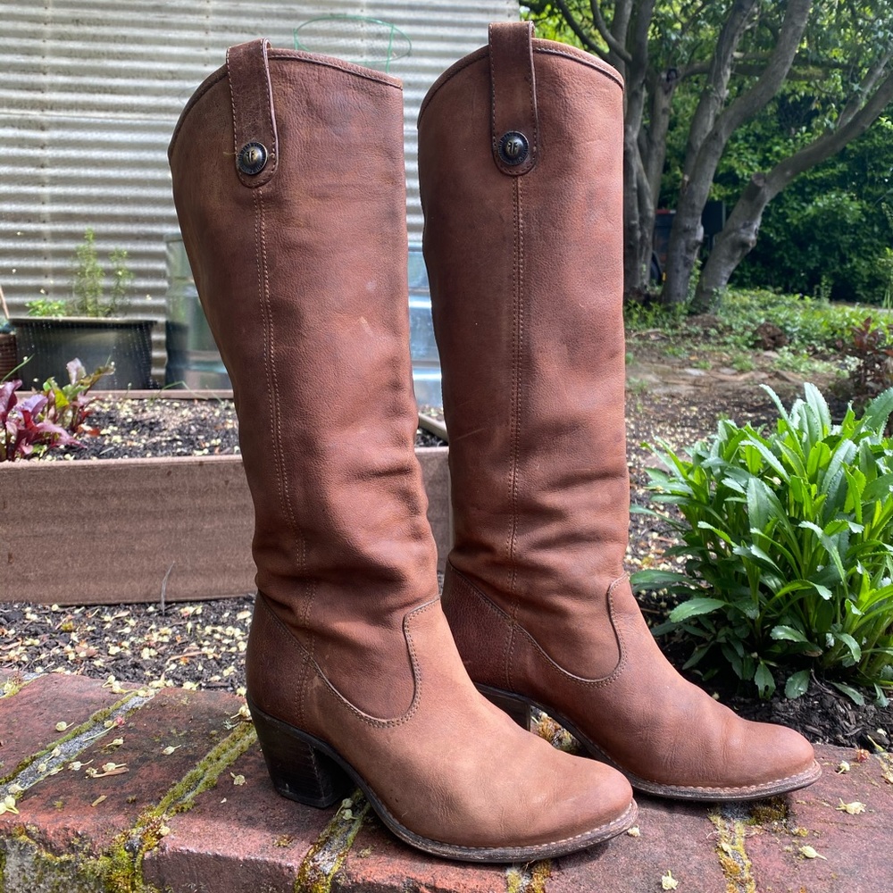 Frye distressed brown tall boot. 6